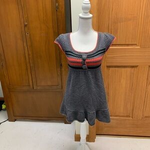 LIV Anthropologie knit mini dress SM 17in pit L-27-28 cap barbiecore